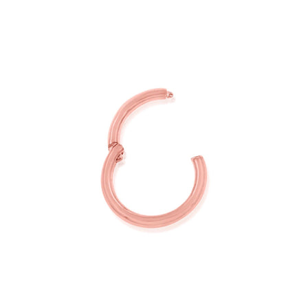     Close-up of the secure hinged clasp on a Junipurr Halo clicker ring