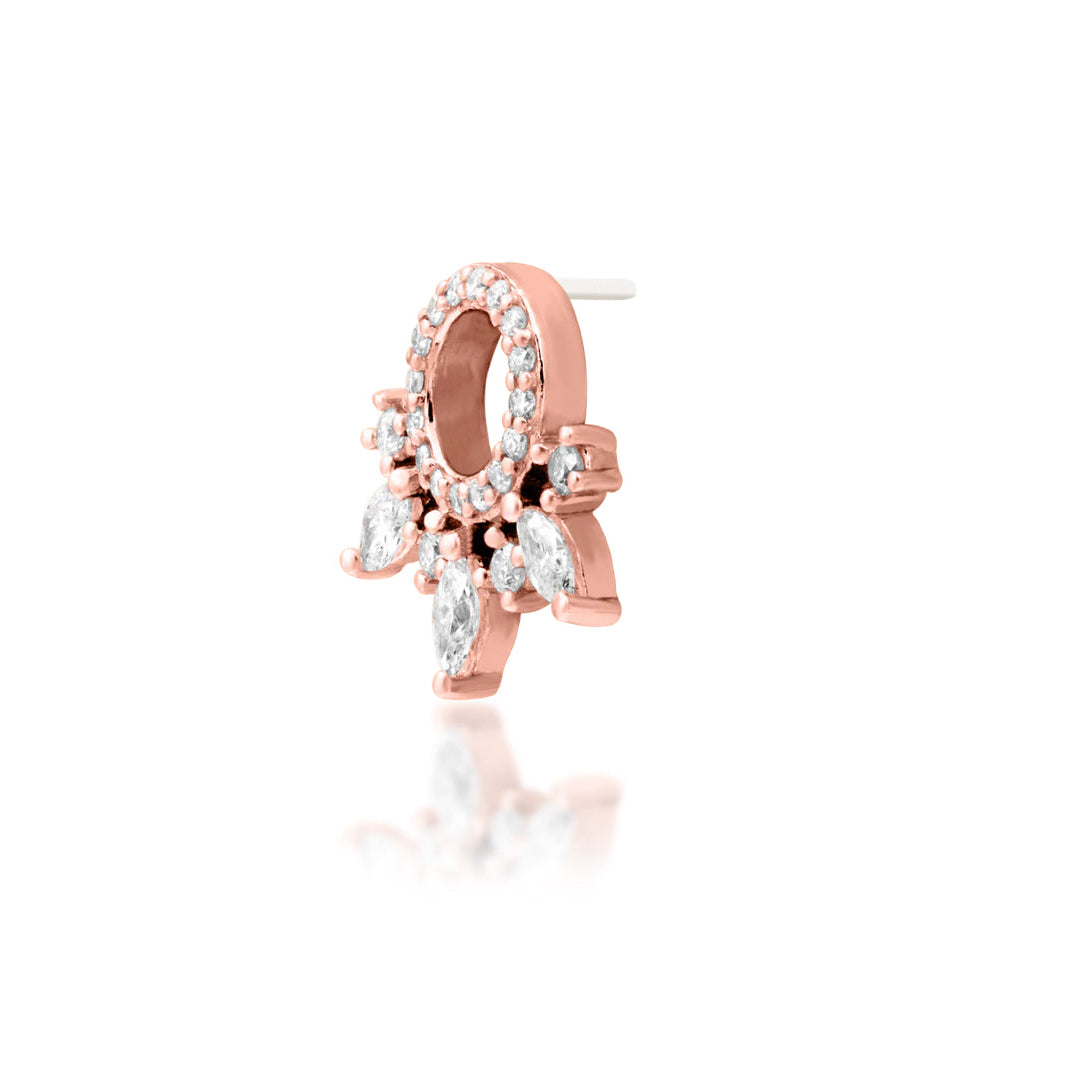Junipurr Halona solid 14k rose gold lab-grown diamond threadless end, side profile.