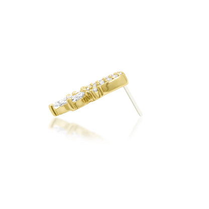 Junipurr Halona solid 14k yellow gold lab-grown diamond threadless end, side profile.
