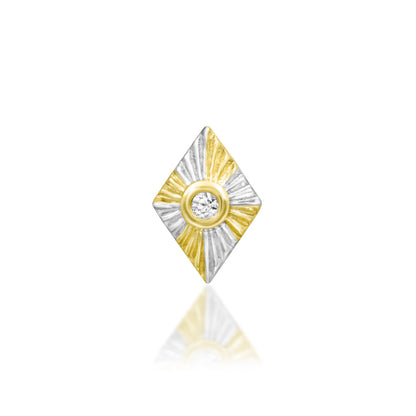     Junipurr Hestia geometric helix stud with a central white cubic zirconia