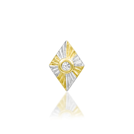     Junipurr Hestia geometric helix stud with a central white cubic zirconia