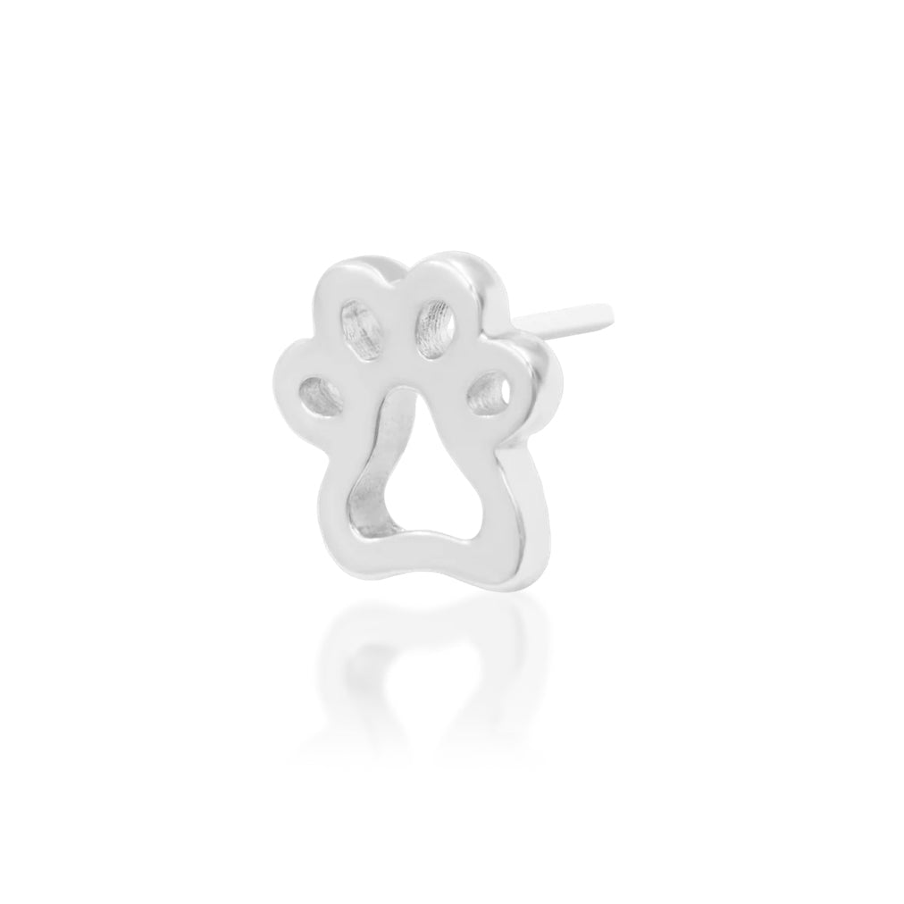 Junipurr High Five solid 14k white gold hand threadless end, angled view.