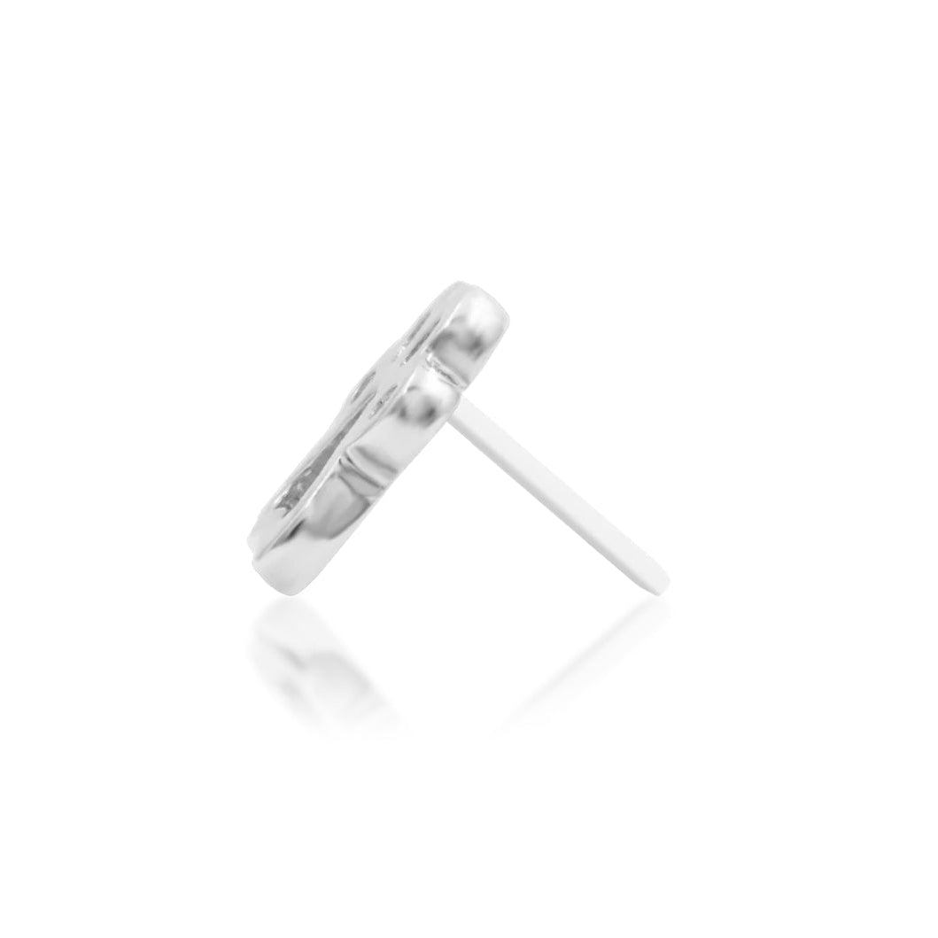 Junipurr High Five solid 14k white gold hand threadless end, side profile.
