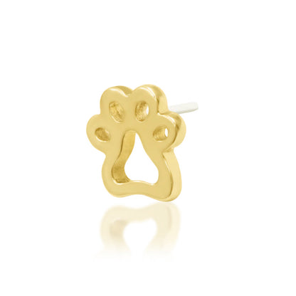 Junipurr High Five solid 14k yellow gold hand threadless end, angled view.