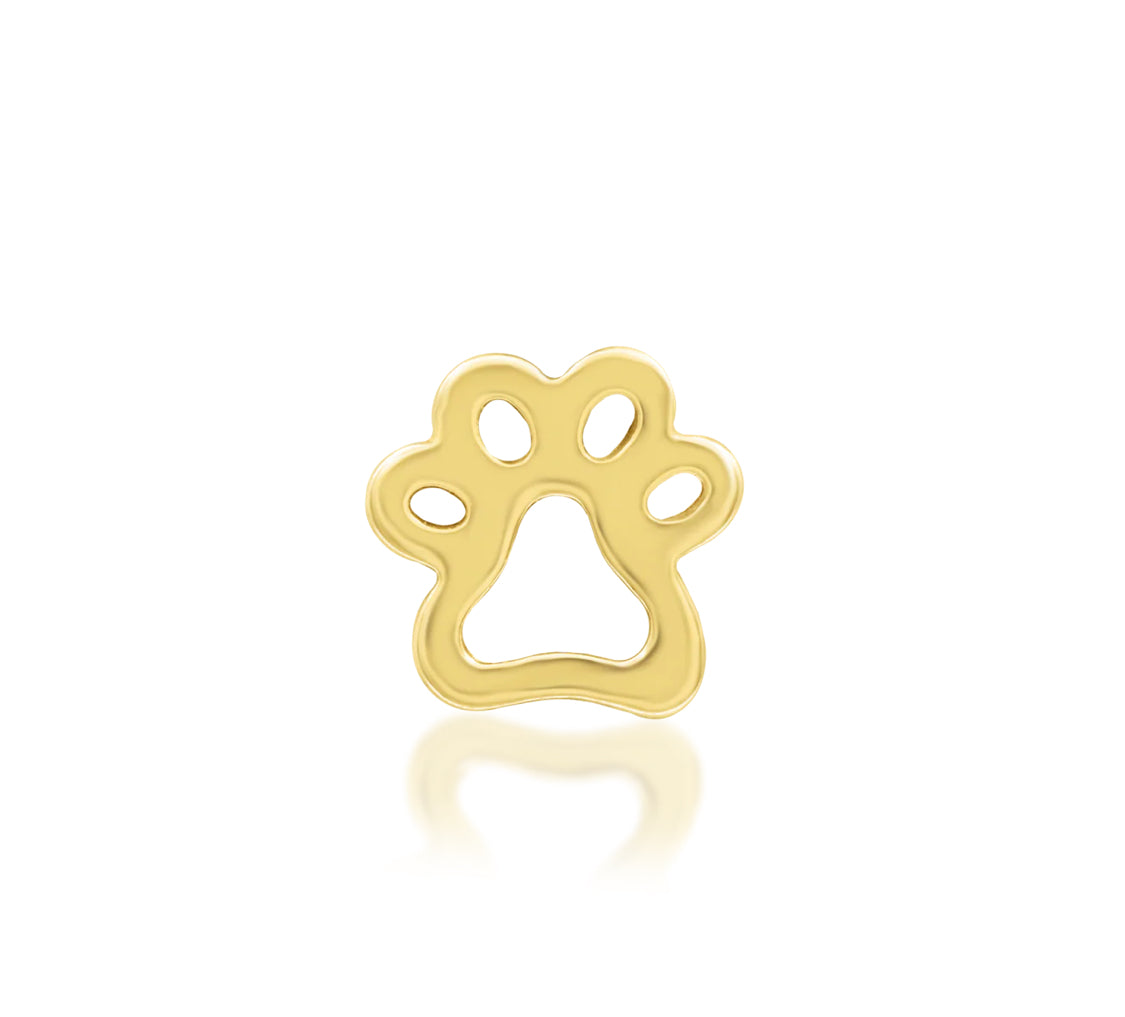 Junipurr High Five solid 14k yellow gold hand threadless end, front view.