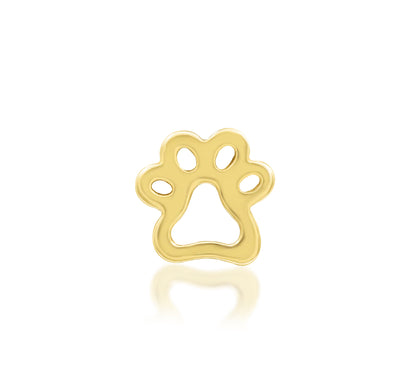Junipurr High Five solid 14k yellow gold hand threadless end, front view.