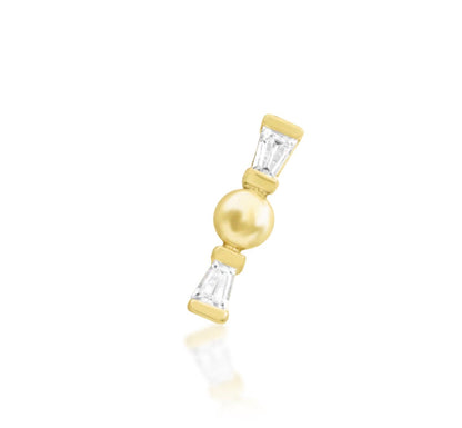 Front view of Junipurr Ilona CZ threadless end in 14k yellow gold.