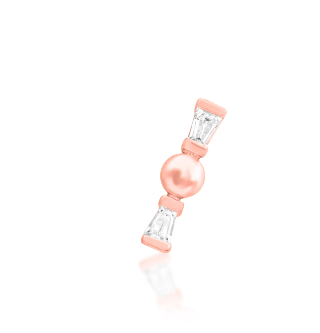 Junipurr Irene articulated CZ threadless end in solid 14k gold, product view.
