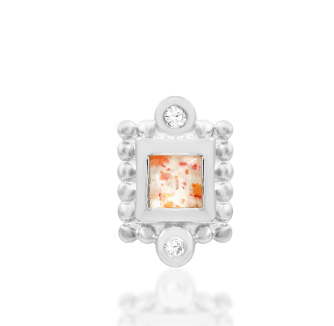 Junipurr Jada compact Sunstone threadless decorative end in solid 14k gold, product view.