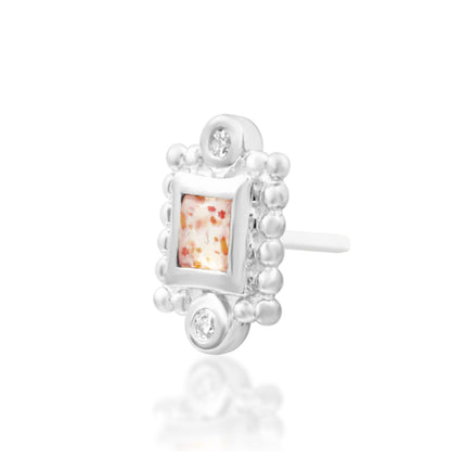 Junipurr Jada solid 14k gold Sunstone decorative end, product view.