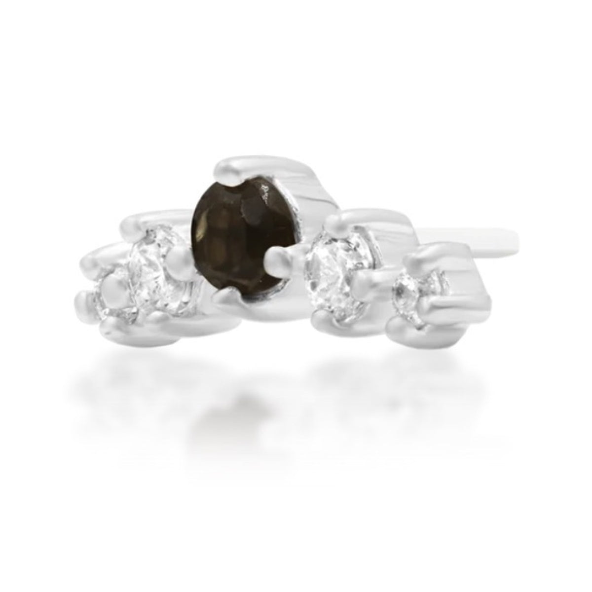 Junipurr Jewelry Jamila solid 14k white gold smoky quartz and cubic zirconia threadless end, angled view