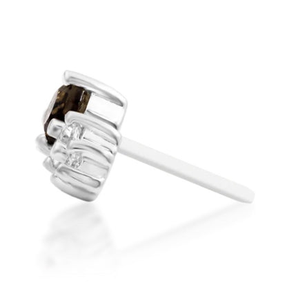 Junipurr Jewelry Jamila solid 14k white gold smoky quartz and cubic zirconia threadless end, side profile