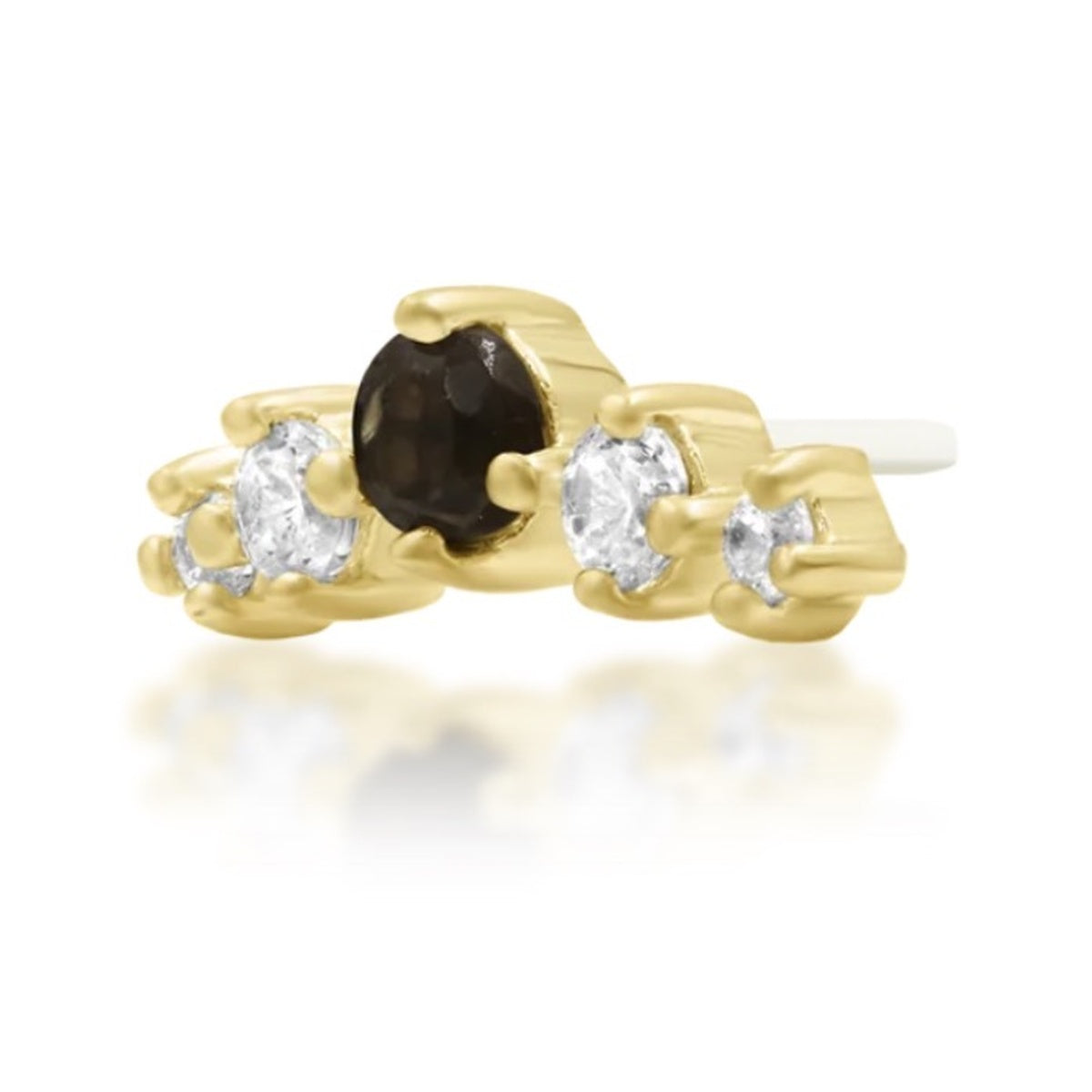 Junipurr Jewelry Jamila solid 14k yellow gold smoky quartz and cubic zirconia threadless end, angled view