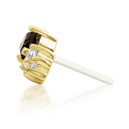Junipurr Jewelry Jamila solid 14k yellow gold smoky quartz and cubic zirconia threadless end, side profile
