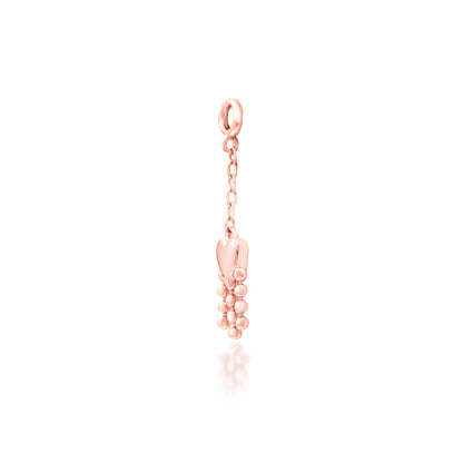 Junipurr Je T’aime solid 14k rose gold gemstone-free heart dangle threadless end, front view.