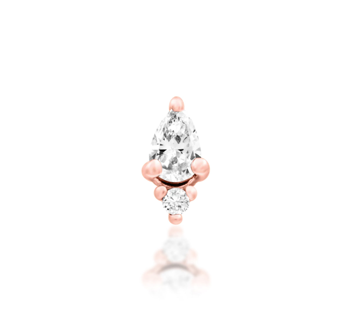 Junipurr Karma solid 14k gold White CZ decorative end, product view.