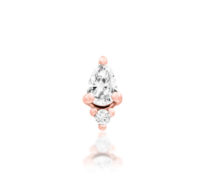 Junipurr Karma solid 14k gold White CZ decorative end, product view.