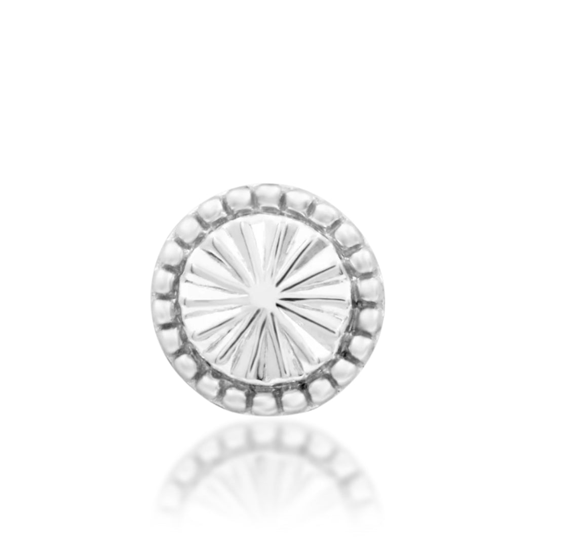 Junipurr Kaya solid 14k gold gemstone-free round threadless decorative end, product view.