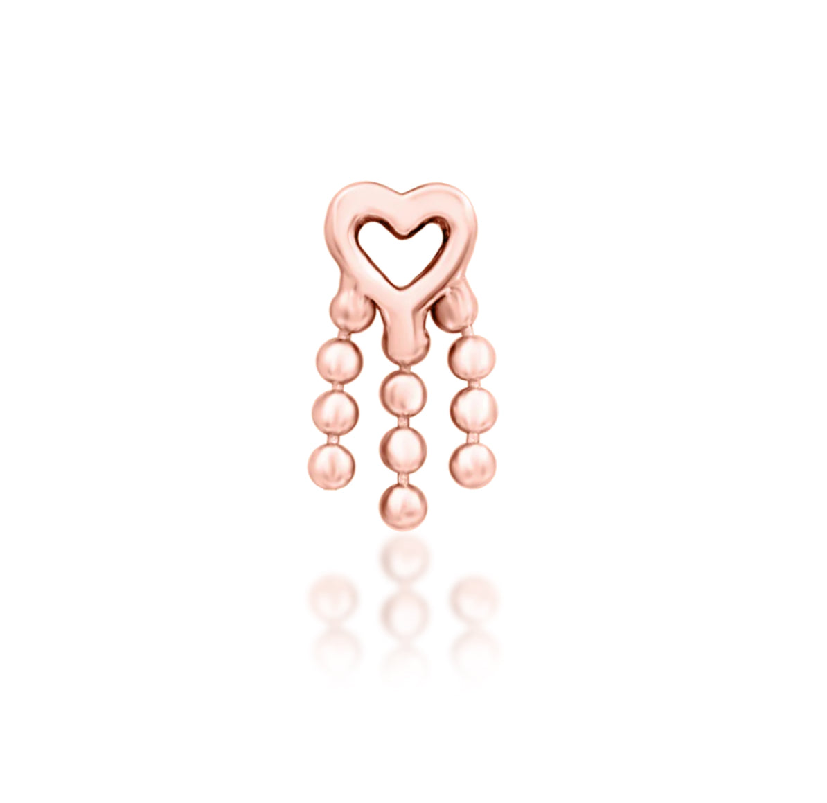 Junipurr Kindred solid 14k gold heart-shaped threadless chain jewellery, product view.