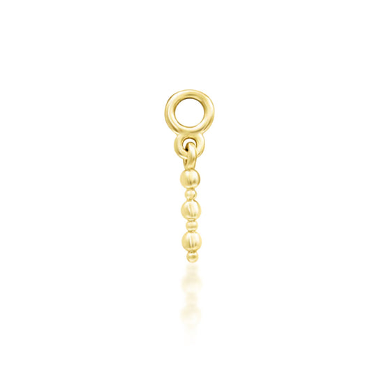 Junipurr Lane solid 14k yellow gold gemstone-free linear dangle threadless end, front view.
