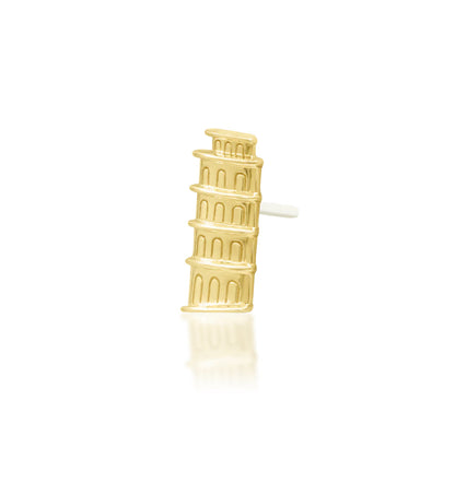 Junipurr Lean On Me solid 14k yellow gold threadless end, angled view.