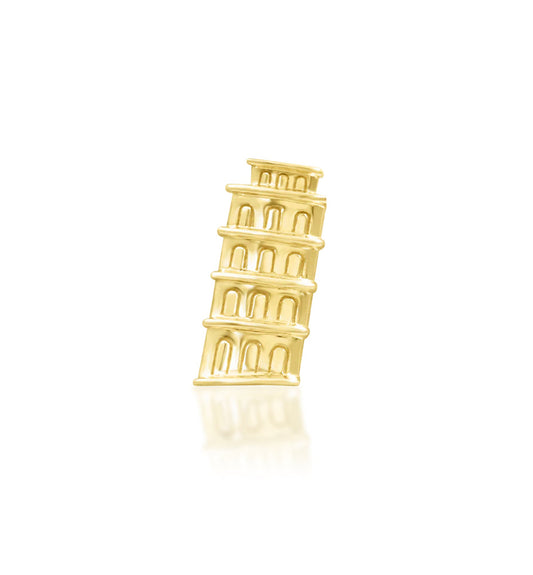 Junipurr Lean On Me solid 14k yellow gold threadless end, front view.