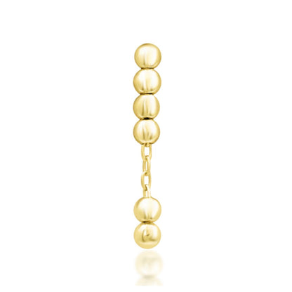 Front view of Junipurr Lennon chain threadless end in 14k yellow gold featuring interconnected bead detailing.