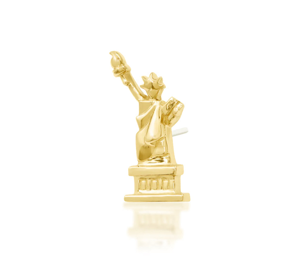 Junipurr Liberty solid 14k yellow gold low-profile threadless end, close profile.