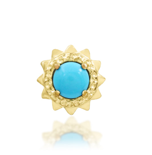 Junipurr Liviena solid 14k gold threadless end with Kryptonite Green CZ, product view.
