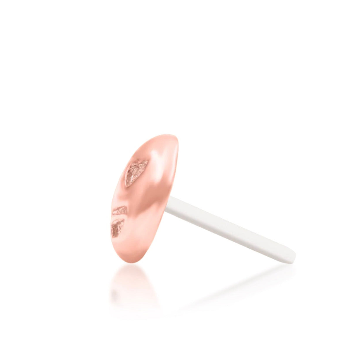 Junipurr Love @ First Sight solid 14k rose gold heart-eyes emoji threadless end, side profile.