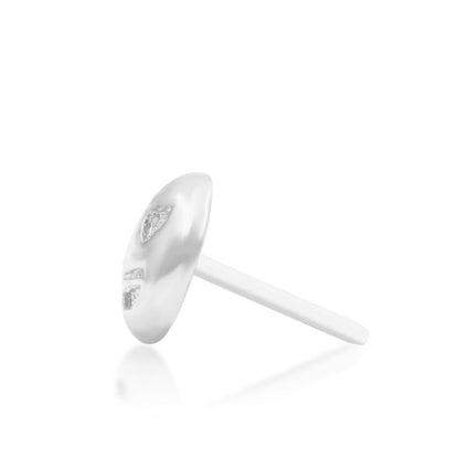 Junipurr Love @ First Sight solid 14k white gold heart-eyes emoji threadless end, side profile.