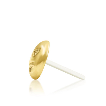 Junipurr Love @ First Sight solid 14k yellow gold heart-eyes emoji threadless end, side profile.