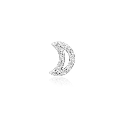 Junipurr Lunar white gold cartilage earring featuring a sparkling CZ crescent moon design