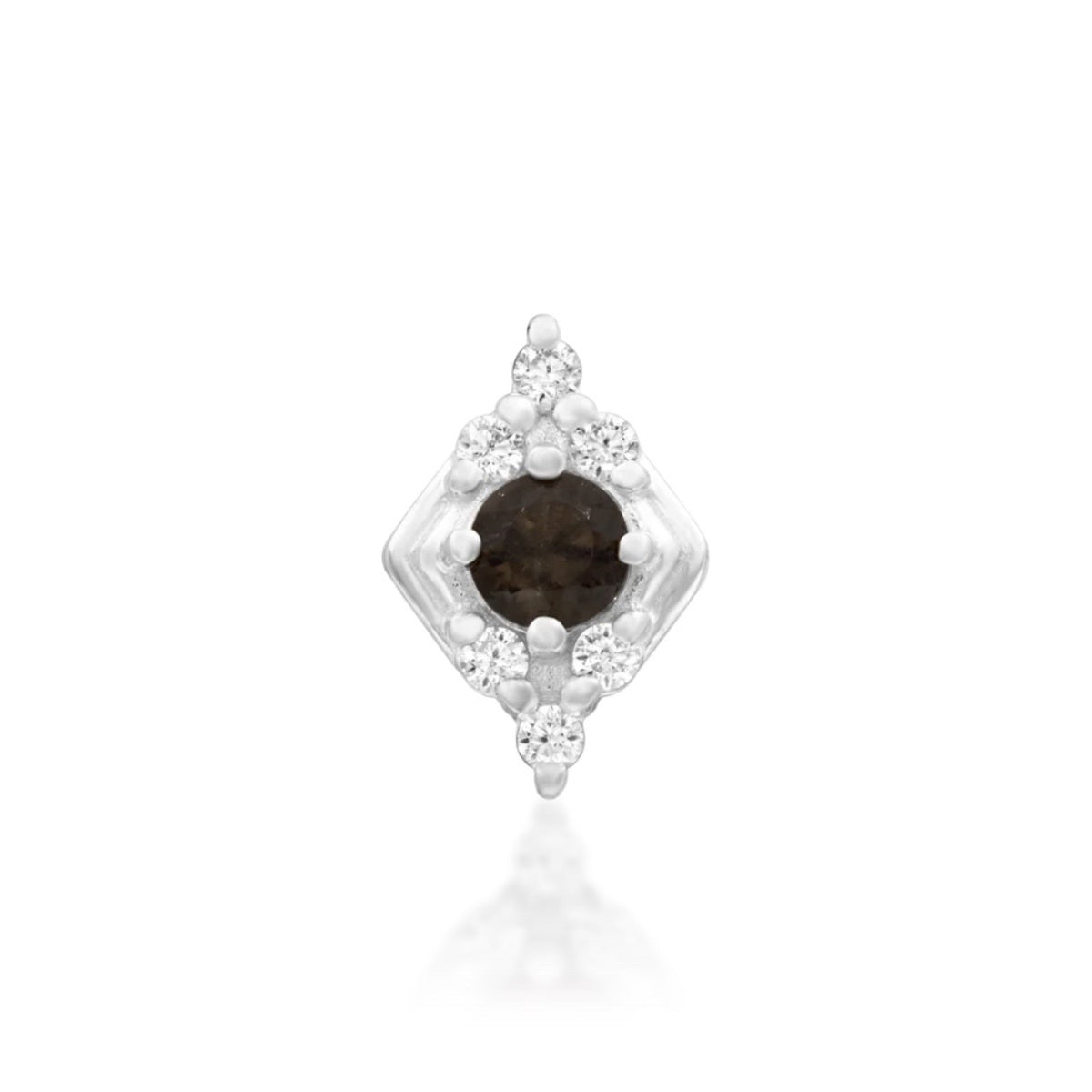 Junipurr Makena smoky quartz and cubic zirconia threadless end in 14k white gold, front view