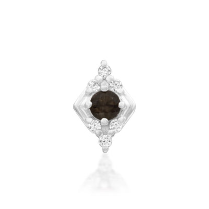 Junipurr Makena smoky quartz and cubic zirconia threadless end in 14k white gold, front view