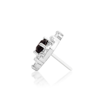 Junipurr Makena smoky quartz and cubic zirconia threadless end in 14k white gold, side profile