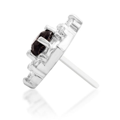 Junipurr Makena smoky quartz and cubic zirconia threadless end in 14k white gold, side profile
