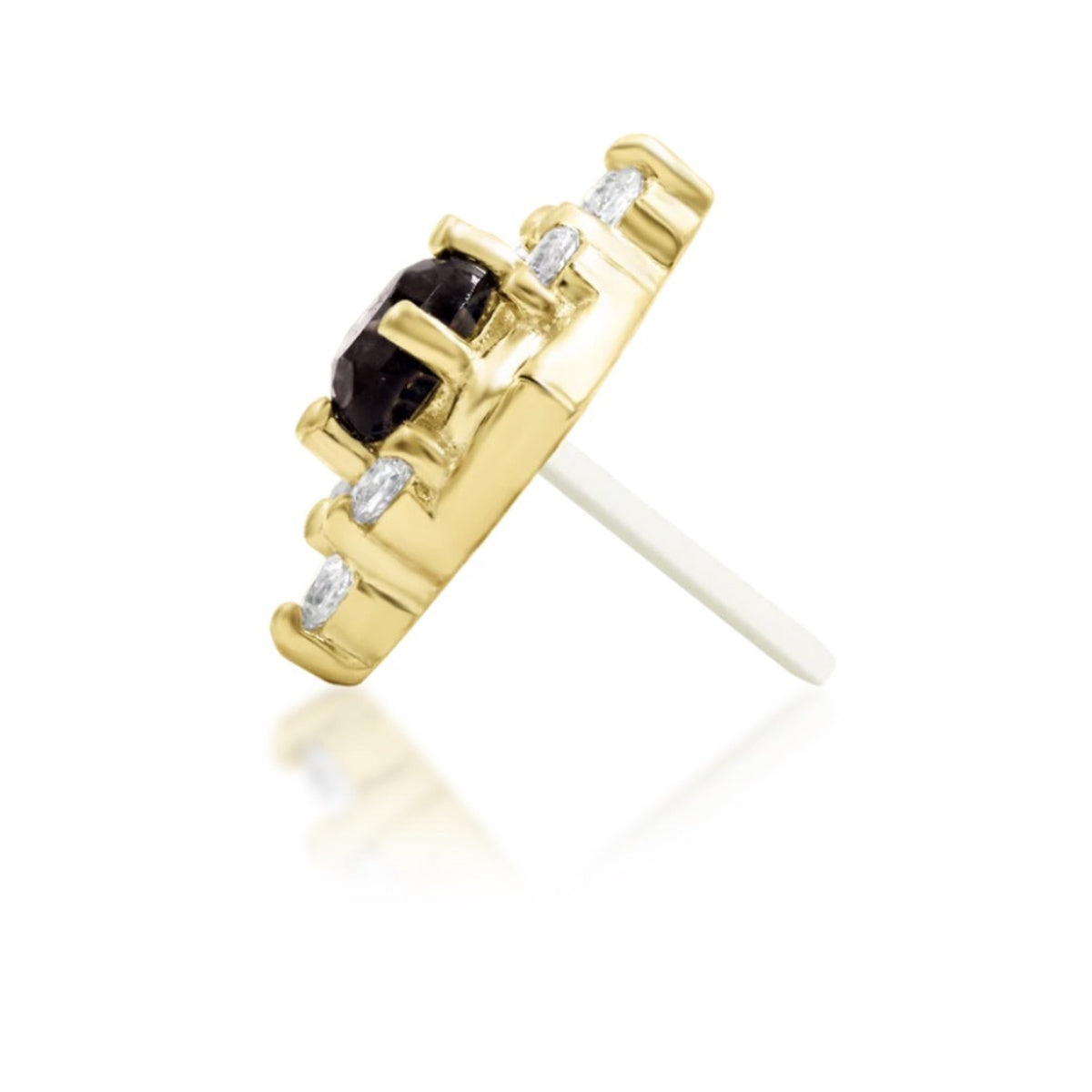 Junipurr Makena smoky quartz and cubic zirconia threadless end in 14k yellow gold, side profile