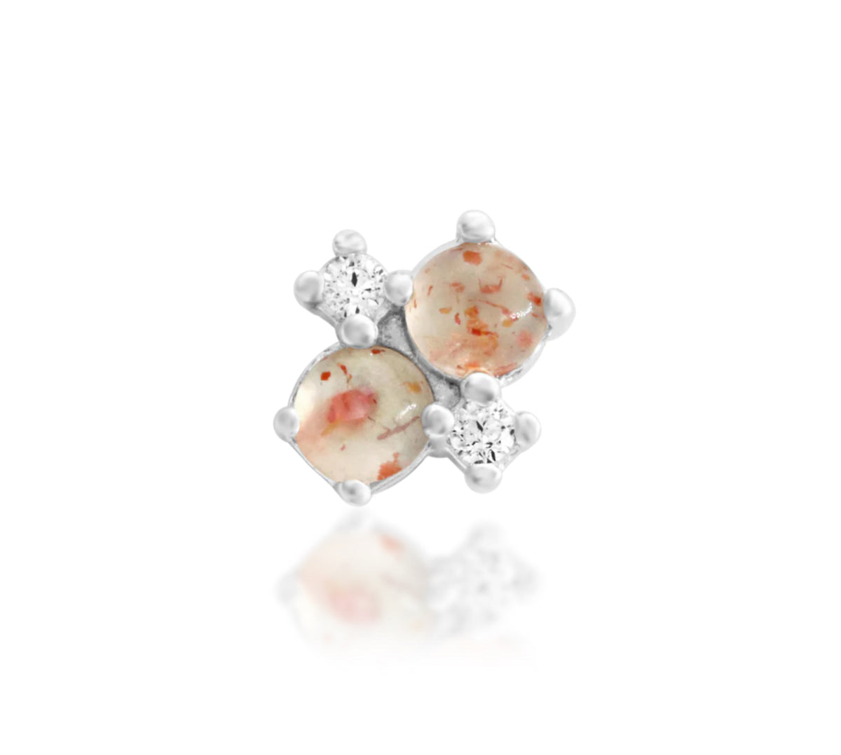 Junipurr Mala compact Sunstone threadless end in solid 14k gold, product view.