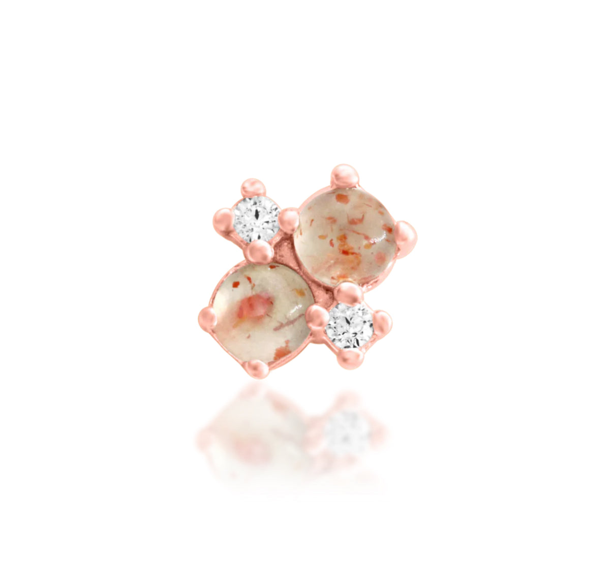 Junipurr Mala solid 14k gold fixed Sunstone decorative end, product view.