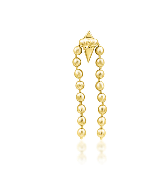 Junipurr Malia solid 14k gold threadless decorative end with an articulated chain design.