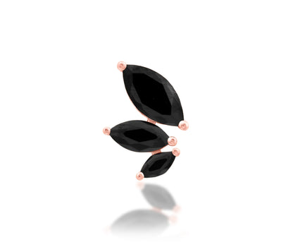 Junipurr Malice three graduated marquise amethyst-coloured CZ threadless end, product view.
