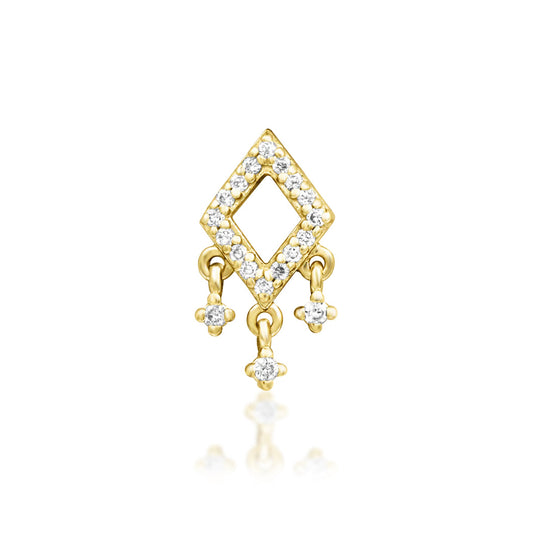 Junipurr Miri lab-grown diamond dangle threadless end in solid 14k yellow gold, front view.