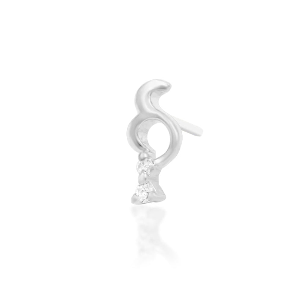 Off front angled view of the Junipurr Jewellery Morgana in white gold showing refined CZ sparkle.