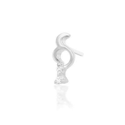 Off front angled view of the Junipurr Jewellery Morgana in white gold showing refined CZ sparkle.