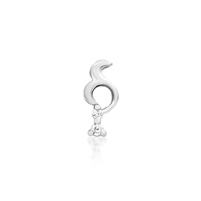 Front view of the Junipurr Jewellery Morgana threadless end in 14k white gold featuring white cubic zirconia stones.
