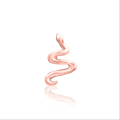 Junipurr Noodle solid 14k rose gold petite serpent threadless end, alternate product view.