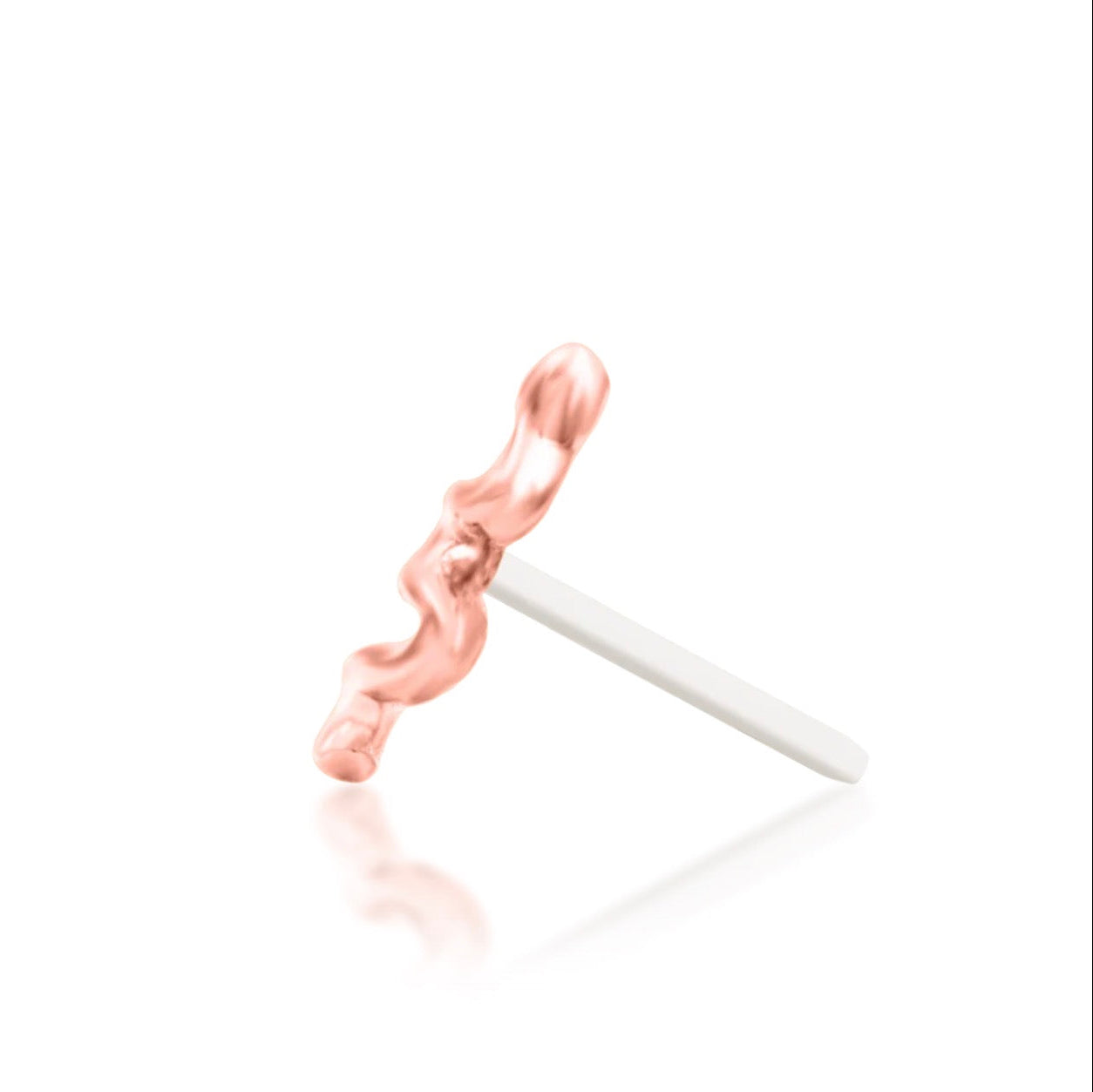 Junipurr Noodle solid gold snake earring styled vertically within a curated helix piercing