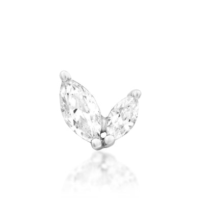 Junipurr Ocie two-stone marquise White CZ threadless decorative end in solid 14k gold.