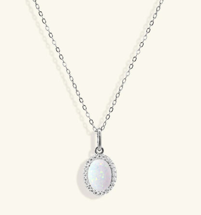 Junipurr Olenis adjustable opal and cubic zirconia necklace, product view.